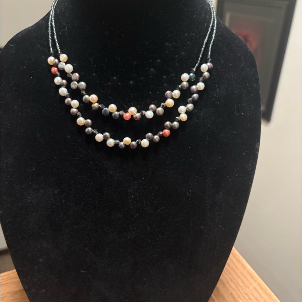 Lia Sophia Multicolor Pearl And Beaded Necklace